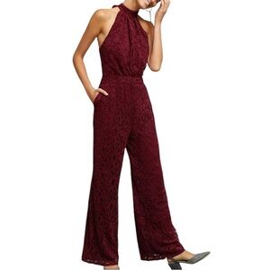 Elegant Burgundy Lace Jumpsuit